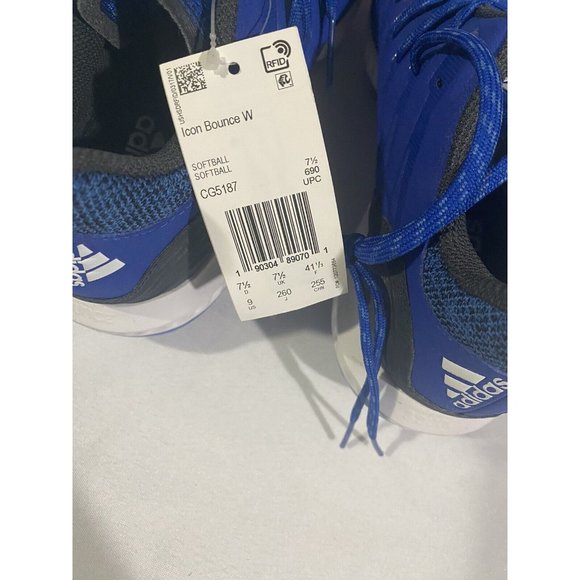 New Women’s Size 9 Blue Adidas Icon Bounce Metal Softball Cleats CG5187 - Picture 6 of 9